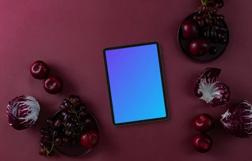 Food in Viva Magenta shade and tablet mockup