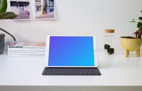 Front view of iPad Pro mockup on the table