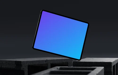 iPad Pro Mockup on Concrete Blocks