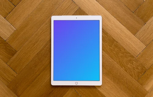 iPad Pro mockup on wooden background