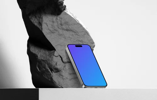 iPhone 15 Pro on Rock Mockup