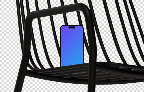 iPhone 16 mockup in a modern chair