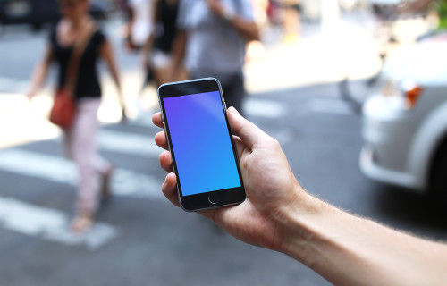 iPhone 6s mockup on a Crosswalk