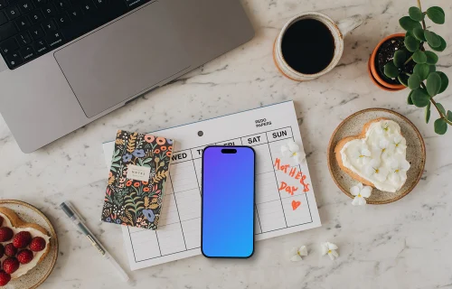 iPhone mockup y el montaje del Día de la Madre