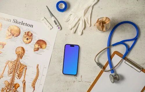 iPhone mockup in the medical environment