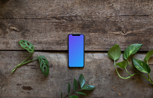 iPhone XS mockup and plants