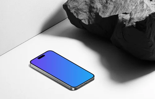 Roca isométrica iPhone 15 Pro Mockup