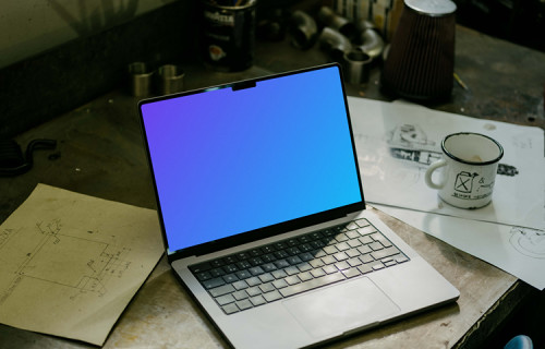 MacBook Pro mockup placed on a table