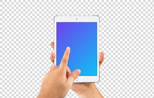 Man pointing on iPad mini Silver mockup