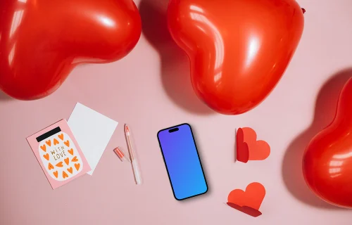 Mockup of smartphone for Valentine’s Day