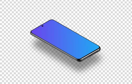 Samsung Galaxy S21 Mockup (Isometric Floor Left - Floating Shadow)