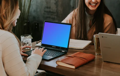 Samsung Chromebook mockup at coffee