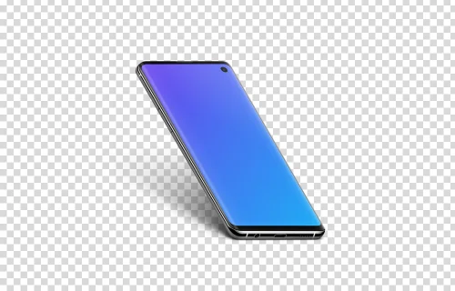 Samsung Galaxy S10 Mockup Semi Stand Isometric (Left)