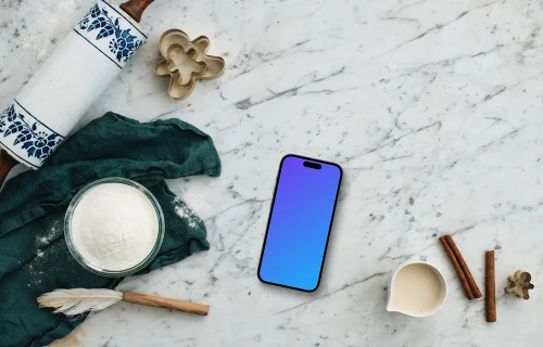 Smartphone mockup with christmas pastry