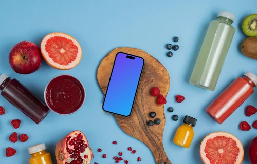 Smartphone mockup with juices