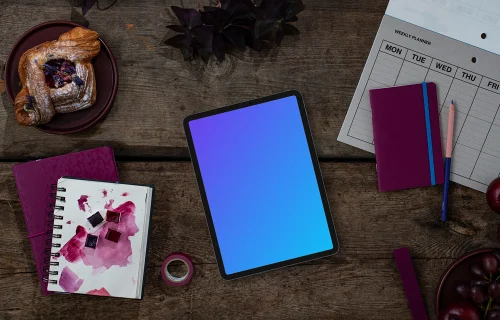 Tablet mockup and Viva Magenta details