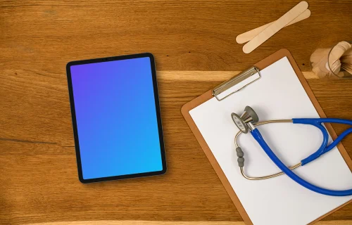 Tablet mockup on the doctor’s table