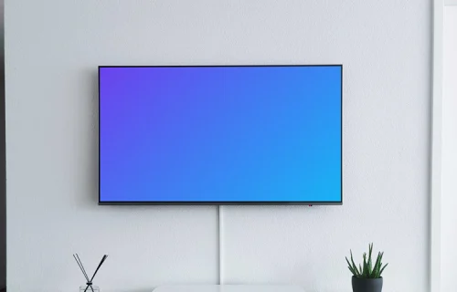 Television mockup hung on white wall