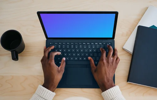 Vue du dessus de l'ordinateur portable Microsoft Surface mockup