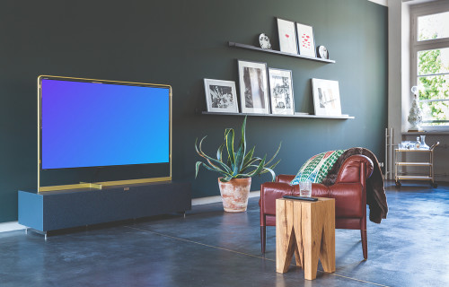 TV mockup in a well-decorated living room