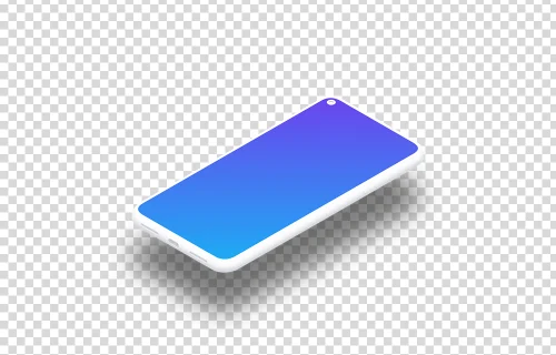 Google Pixel 5 Clay Mockup (Isometric Floor Right - Floating Shadow)