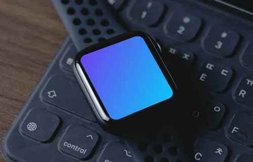 Apple Watch mockup ao lado do iPad