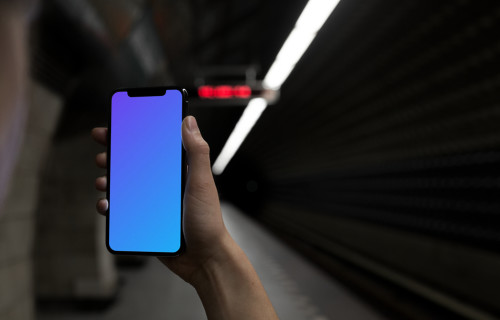 Waiting for underground with iPhone X mockup