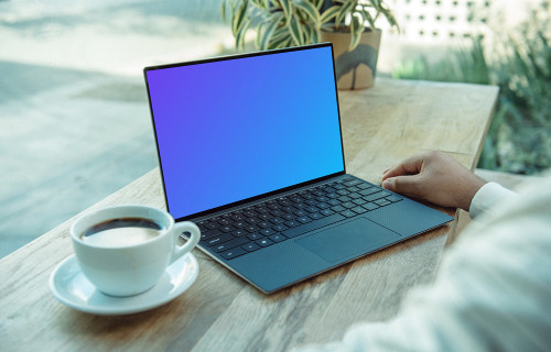 Black Dell XPS Mockup on table