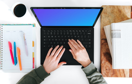 Woman typing on the Microsoft Surface Laptop mockup