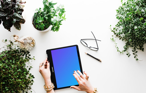 Woman working on Samsung Chromebook mockup