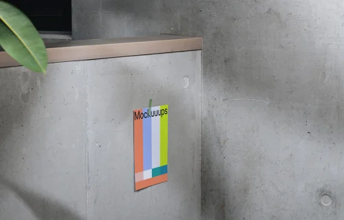 A4 mockup on a grey concrete wall