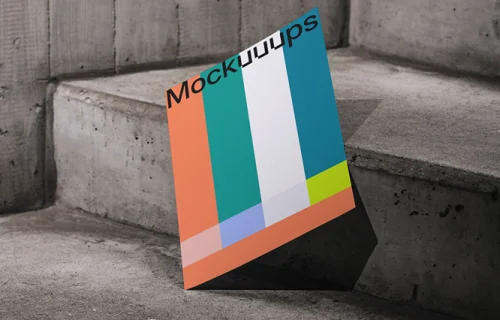 A4 mockup on concrete steps