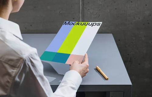 A4 paper mockup in a minimalist setting