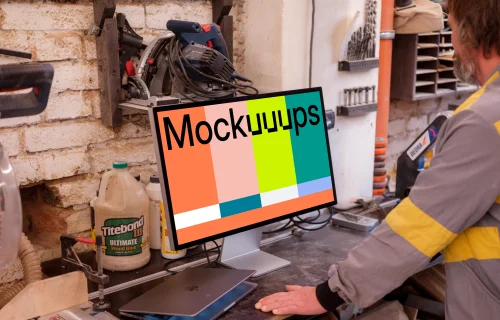 Apple studio display in workshop