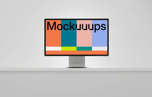 Apple Studio Display mockup on minimalist surface