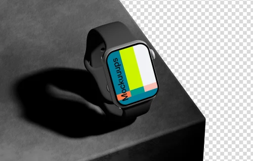 Apple Watch mockup on textured surface with dramatic lighting