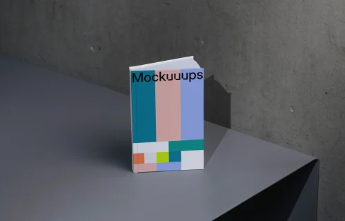 B-Format book mockup on a modern surface