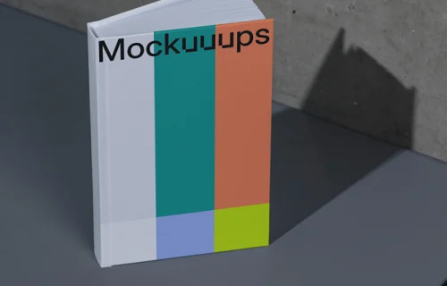 B-format book mockup with gradient cover on a modern surface