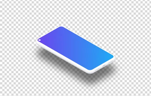 Google Pixel 5 Clay Mockup (Isometric Floor Left - Floating Shadow)
