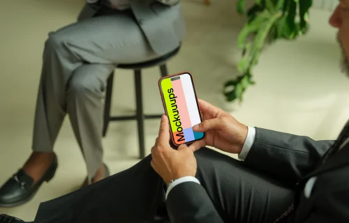 Business environment with iPhone mockup