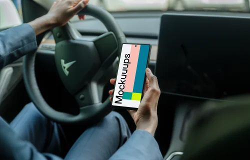 Business themed Google Pixel 6 mockup in Tesla