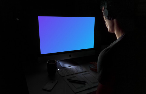 Dark environment with iMac mockup