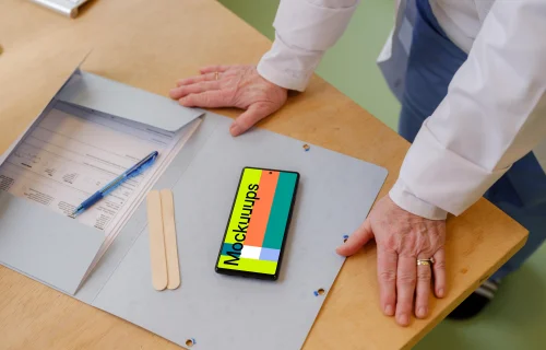 Doctor’s office with a smartphone mockup