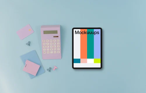 E-Commerce tablet mockup with light blue background