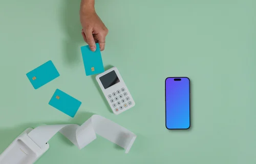 E-Commerce themed iPhone mockup on green background