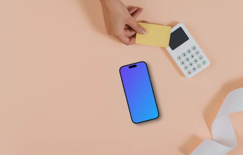 E-Commerce themed iPhone mockup on orange background