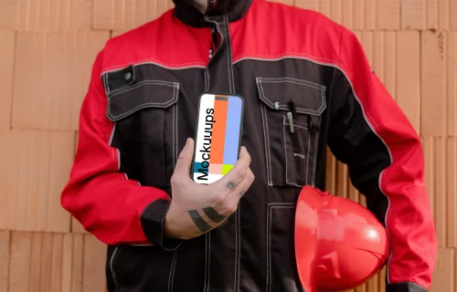 Engineer presenting iPhone mockup