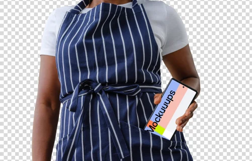 Female chef with a Google Pixel mockup in her hand