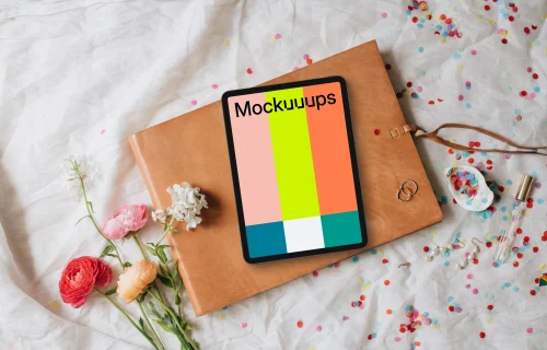 Free iPad mockup with wedding theme