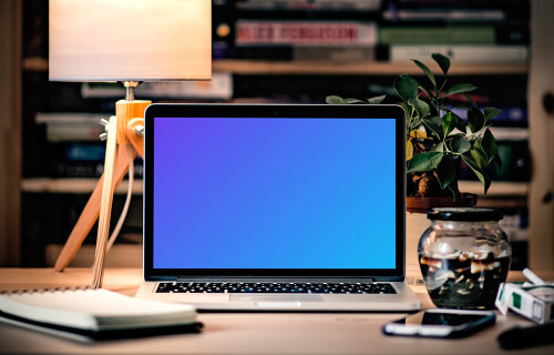 Front view mockup of Macbook Pro with a library